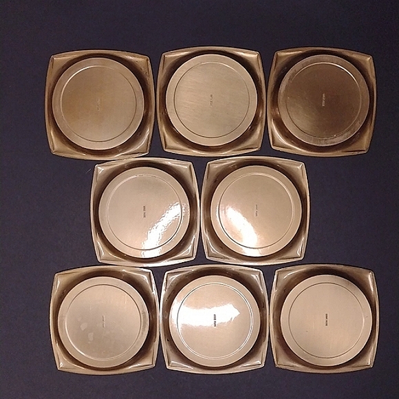 Vintage Hyde Park Brass Square Coaster Set of 8 Embossed Letter G - Picture 2 of 7
